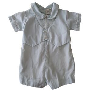 Vintage Alexis Baby Boy Jumpsuit One-piece Romper Christening Outfit 6-9 Months